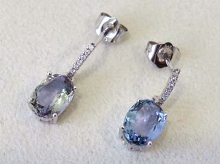 9k White Gold 2.31ct Tanzanite & Moissanite Earrings