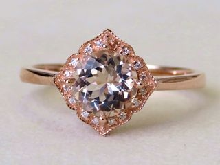 9k Rose Gold 1.15ct Morganite & Moissanite Ring