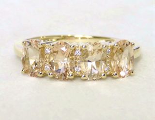 9k Yellow Gold 1.75ct Morganite & Moissanite Ring