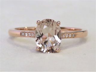 9k Rose Gold 1.55ct Morganite & Moissanite Ring