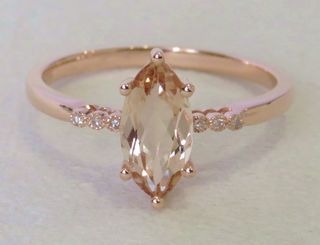 9k Rose Gold 1.1ct Morganite & Diamond Ring