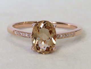 9k Rose Gold 1.56ct Morganite & Diamond Ring