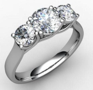 Platinum Moissanite 3 Stone Ring Custom Made