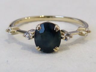 9k Yellow Gold 1.36ct Blue Sapphire & White Sapphire Ring