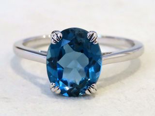 9k White Gold 3.1ct London Blue Topaz Ring
