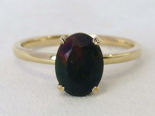 9k Yellow Gold 1.21ct Black Fire Opal Ring