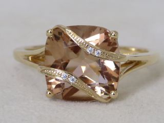 9k Yellow Gold 4.79ct Champagne Imperial Topaz & Moissanite Ring