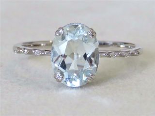 9k White Gold 1.07ct Goshenite Aquamarine & Diamond Ring Custom Made (80% of $570)