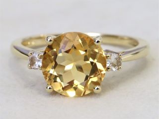 9k Yellow Gold 2.6ct Citrine & White Sapphire Ring