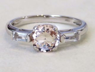 9k White Gold 1ct Morganite & White Topaz Ring