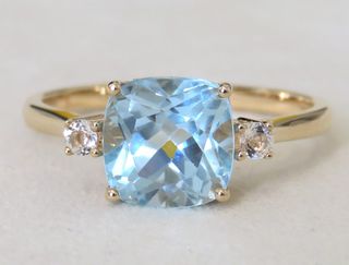 9k Yellow Gold 2.7ct Blue Topaz & White Sapphire Ring