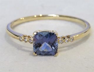 9k Yellow Gold Tanzanite & Moissanite Ring