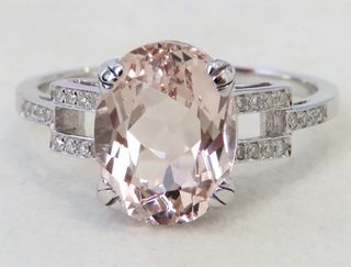 14k White Gold 3.27ct Pink Morganite & Diamond Ring