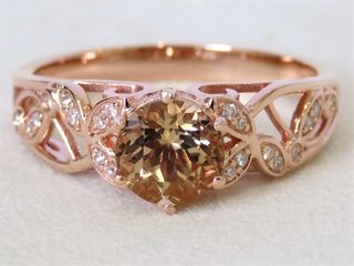 14k Rose Gold Peach Morganite & Diamond Ring