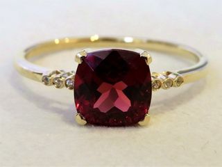 9k Yellow Gold 1.8ct Garnet & White Sapphire Ring