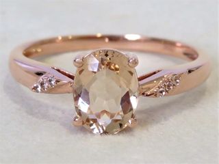 9k Rose Gold 1.23ct Morganite & White Sapphire Ring