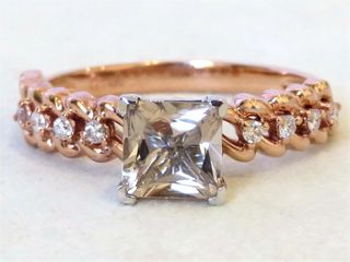 14k Rose/White Gold Pink Morganite & 0.12ct Diamond Ring