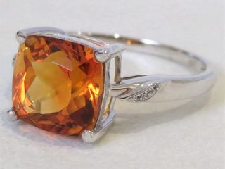 9k White Gold 3.85ct Citrine & White Sapphire Ring