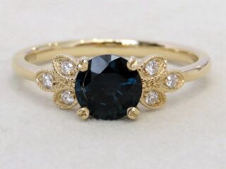 14k Yellow Gold 1.21ct Teal Sapphire & Diamond Ring