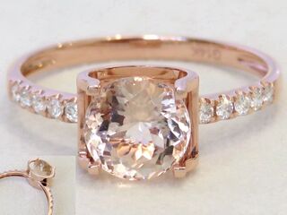 14k Rose Gold 1.54ct Pink Morganite & 0.15ct Diamond Ring