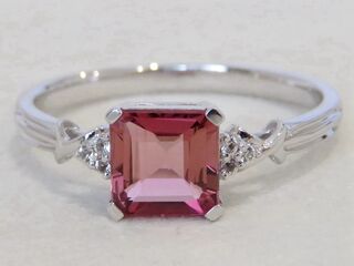 9k White Gold 1.06ct Pink Tourmaline & White Sapphire Ring