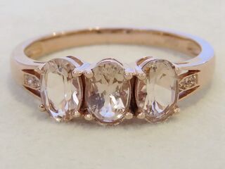 9k Rose Gold 1.3ct Pink Morganite & White Sapphire Ring