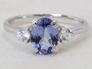 9k White Gold 1.43ct Tanzanite & White Sapphire Ring