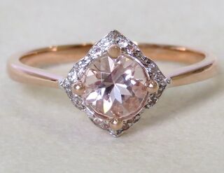 9k Rose & White Gold Pink Morganite and White Sapphire Ring