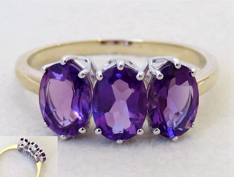 9k Yellow & White Gold 3.1ct Amethyst Ring