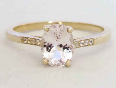 9k Yellow Gold 1.24ct Pink Morganite & White Sapphire Ring