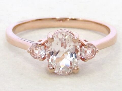 9k Rose Gold 1.34ct Pink Morganite & White Sapphire Ring