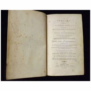 SHAKESPEARE 'An Inquiry into The Authenticity of Certain Miscellaneous Papers' - Malone 1796