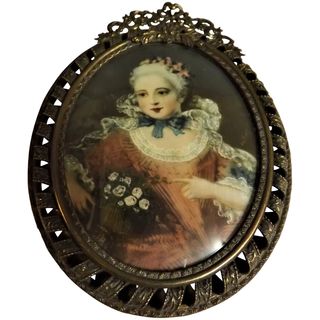 19th Century Miniature Oil Painting of Marie Antoinette - After Le Brun