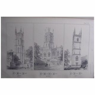 Stunning Large 1858 Lithograph of St.ANDREW;S - Backwell: At. MARY THE VIRGIN - Fairford: St. FIMBARRAS - Fowey