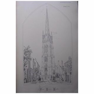 Stunning Large 1858 Lithograph of SAINT JAMES' - Louth - Lincolnshire