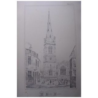 Stunning Large 1858 Lithograph of ALL SAINTS - Stamford - Lincolnshire