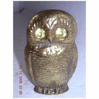 Vintage Brass Owl Vesta Holder Circa 1900