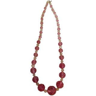 Gorgeous Raspberry- Pink Vintage Crystals Necklace Choker