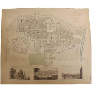 Antique Map of TURIN - Dated 1833