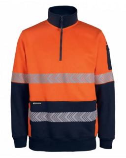 6DPS HI VIS 330G 1/2 ZIP SEGMENTED TAPE FLEECE