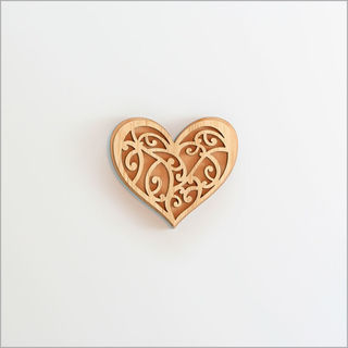 Magnet: Kowhaiwhai Heart (NZ Rimu and Bamboo Veneer)