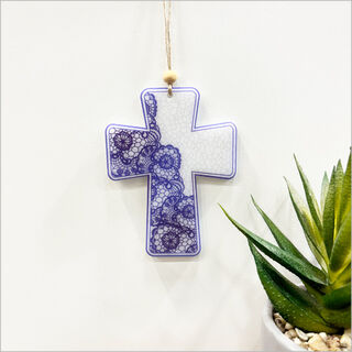 Hanging Ornament Printed : Cross 1 (Lace)