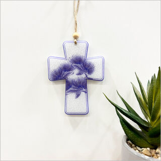 Hanging Ornament Printed : Cross 3 (Pohutukawa)