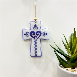 Hanging Ornament Printed : Cross 6 (heart)