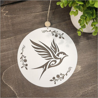 Hanging Acrylic Circle: Welcome Swallow / warou (white)