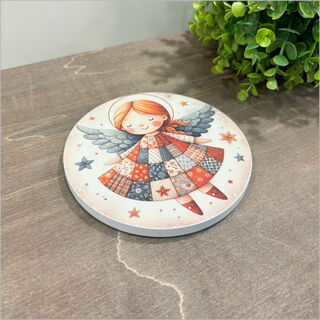 Canvas Circle Patchwork Angel 2 (flying)