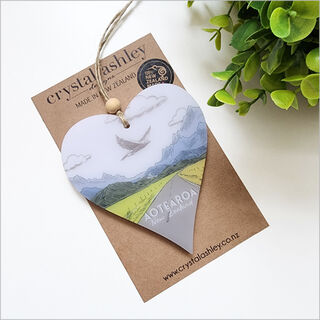 Hanging Ornament Printed : Heart 12 (Mt Cook)