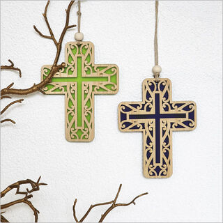 Hanging Ornament : Cross 11  (Kowhaiwhai 2)