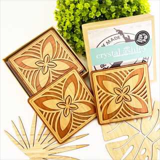 Coasters Set Bamboo+ Rimu: Tapa Square