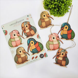 Pop-Out Ornament: Quilted Baby Kiwis Set